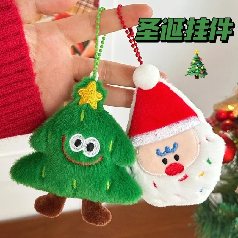 Kawaii Christmas Plush Keychain Doll Toys Cartoon Santa Claus Christmas Tree Stuffed Doll Keyring Bag Pendant Christmas Gifts