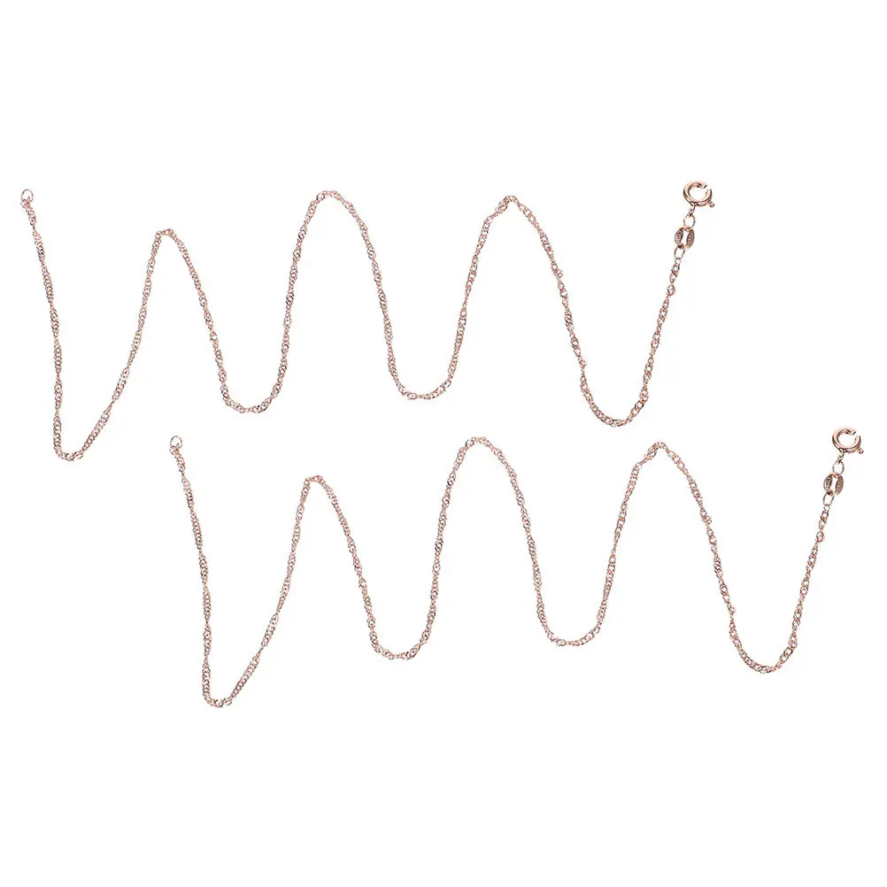 

2Pcs Rose Gold Shiny Ripple Necklace Chain Copper DIY Jewelry Making Chain Smooth Not Easy to Break Long Term Use Gift Idea