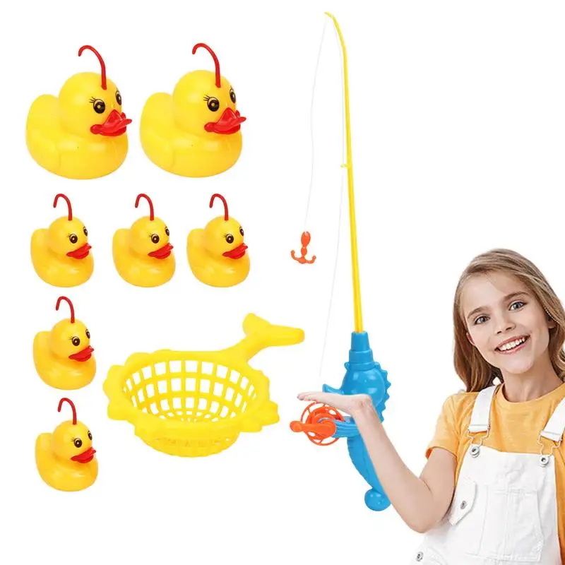 Fishing Bath Toys Bathroom Floating Pool Fishing Play Set Bathtub Toys Fishing Game With Fishing Pole 7 Rubber Ducks And Fishing