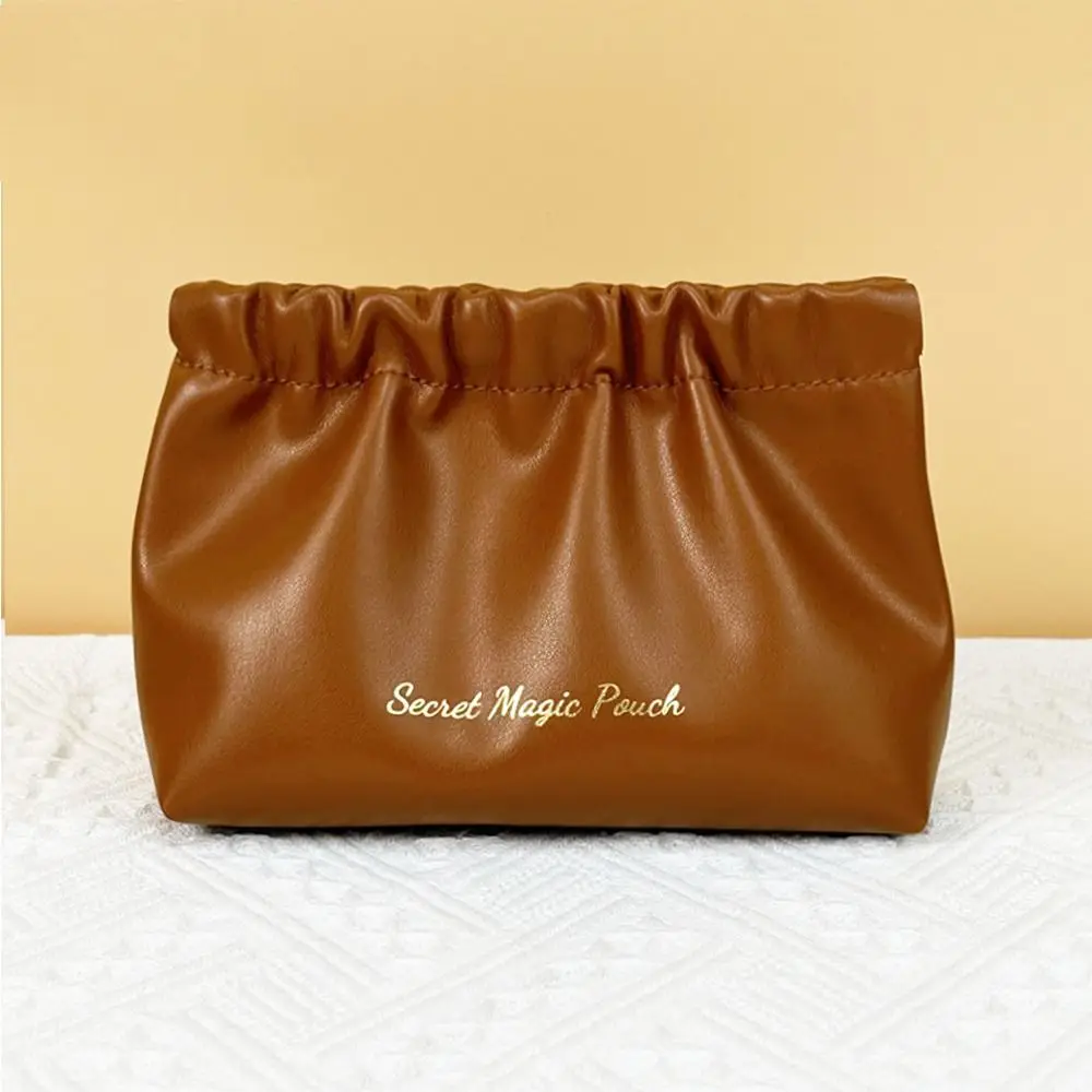 

Korean Style PU Leaf Spring Bag Self-closing Solid Color Small Item Bags Storage Bag Cosmetic Bag Girls