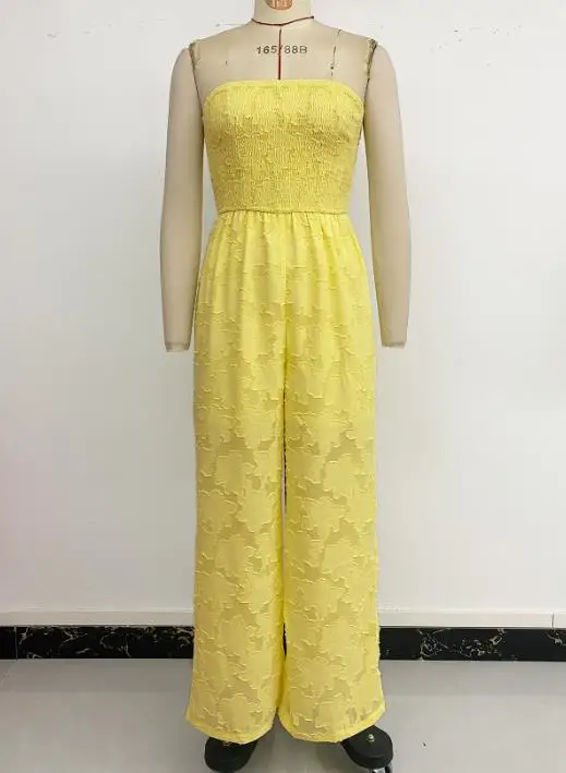 

Женский комбинезон 2026, летний новый перспективный желтый свежий и милый повседневный прямой комбинезон без рукавов без бретелек с высокой талией