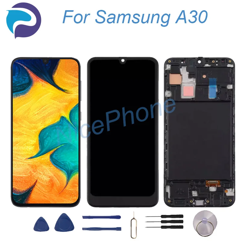 Nuevo y bien empaquetado para Samsung A30, repuesto de pantalla LCD SM-A305F/FN/G/GN/YN/O/N/GT A30, conjunto de digitalizador táctil de pantalla