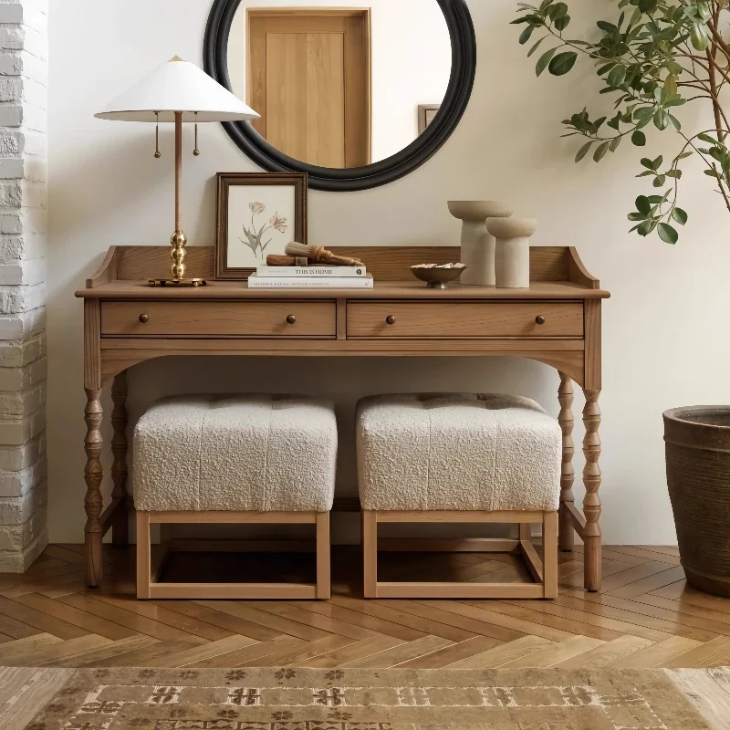 American solid wood desk with drawers storage wooden desk designer light luxury home study table writing desk