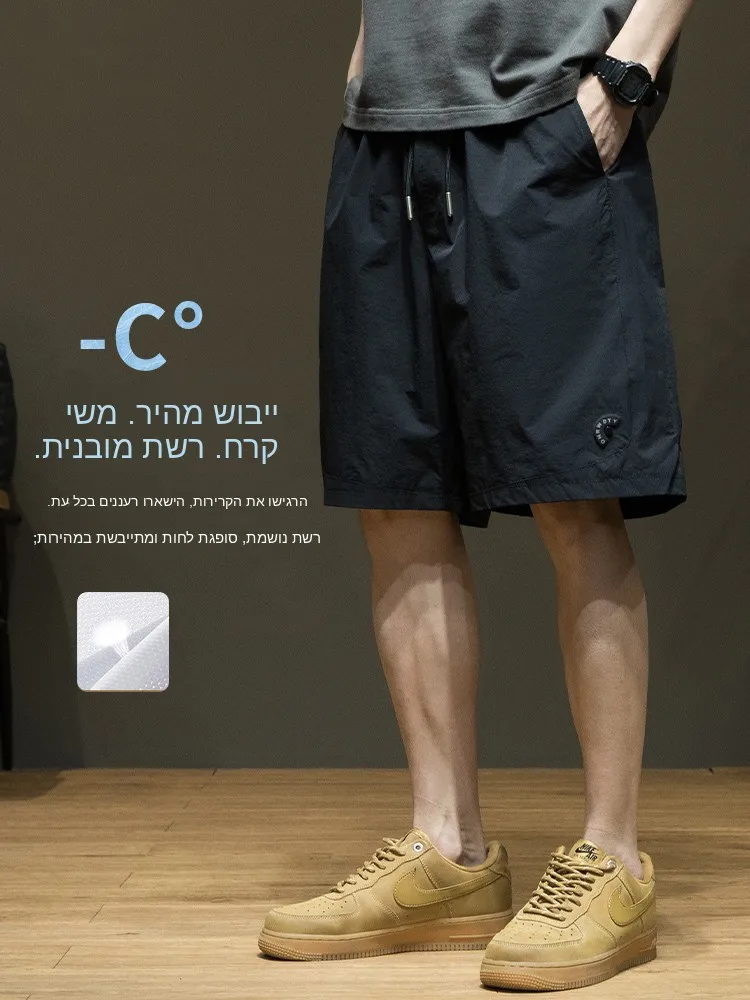 Ice Silk Cool Sensation Mesh Breathable Quick Dry Sports Shorts Men's Summer New Loose Casual Mid-Length Five-Foot Pants