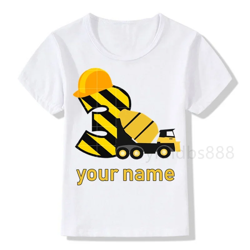 

1-10Birthday Boy Number Print T Shirt Mixer Truck Children Birthday Boy T-shirts Boy&Girl Funny Gift Tshirt Present Boys Clothes