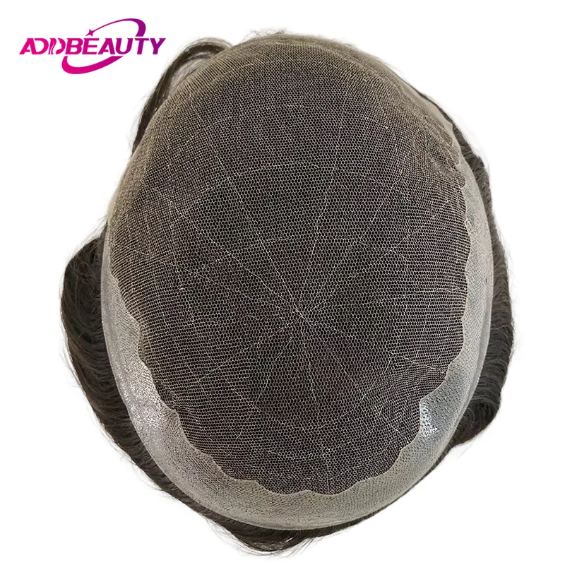 

Q6 HD Lace PU Base Men Toupee Indian Human Hair Wig for Man Skinlike Lace PU Natural Remy Hair System Unit Brown Human Hairpiece