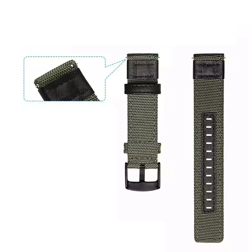 20mm 22mm Nylon Lederband Schnell verschluss Leinwand Männer Ersatz Armband für Samsung S3 Huawei Uhr GT 2 46mm Amazfit GTR