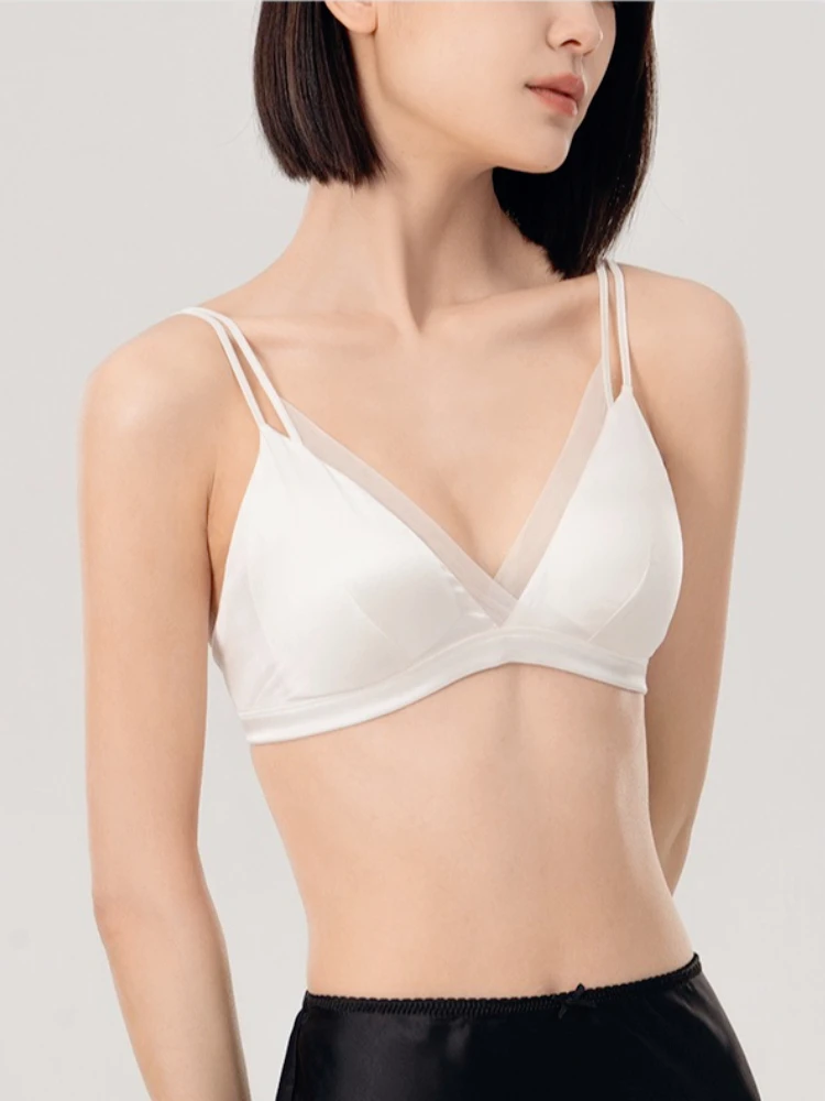 Comfortable Luxury Silk Bra Woman Ultra-thin Sexy Women Lingerie Silk Satin Underwear for Women Wireless Women's Bras Female Bra