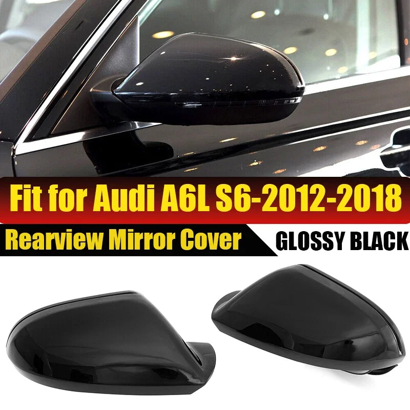 

Для Audi A6 C7 S6 RS6 2012-2020: 2 шт. глянцевых черных защитных накладок на зеркала заднего вида