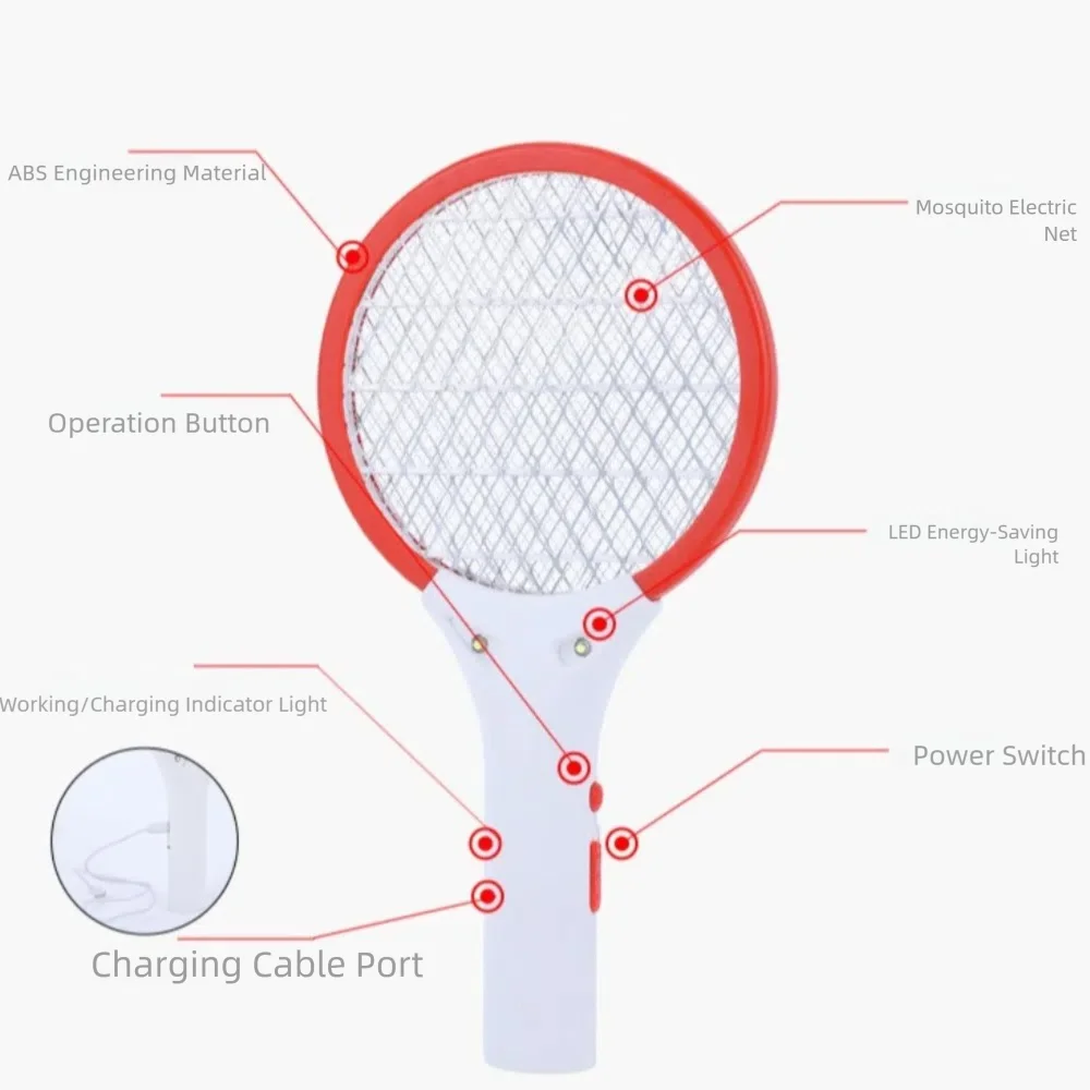 Piège à moustiques Durable, Rechargeable par USB, Mini raquette à insectes Portable, filet de sécurité, choc électrique, mouche, Bug Zapper, Camping