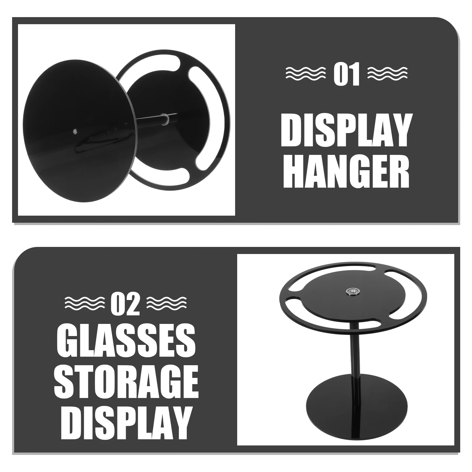

Acrylic Sunglasses Holder 360° Rotatable Display Stand for Glasses Eyewear Storage Rack Black Round Desk Accessories
