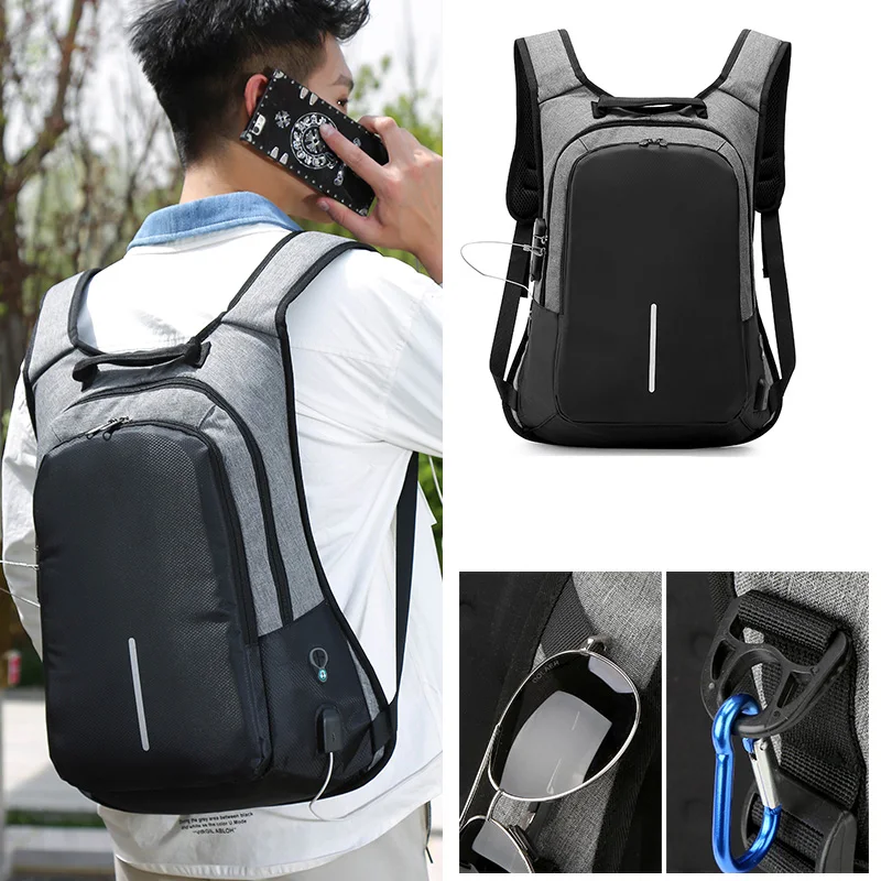 

Classic Men's Backpack Large Capacity Oxford Durable Laptop Backpack Anti-Theft Unisex Travel Backpack USB Charging Port