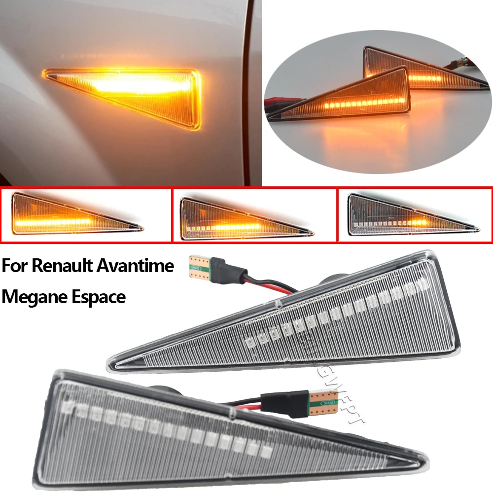 1Pair Car Dynamic LED Side Marker Light Turn Signal Lamp For Renault MK4 Vel Satis Wind Avantime Megane 2 Scenic 2 Espace 4