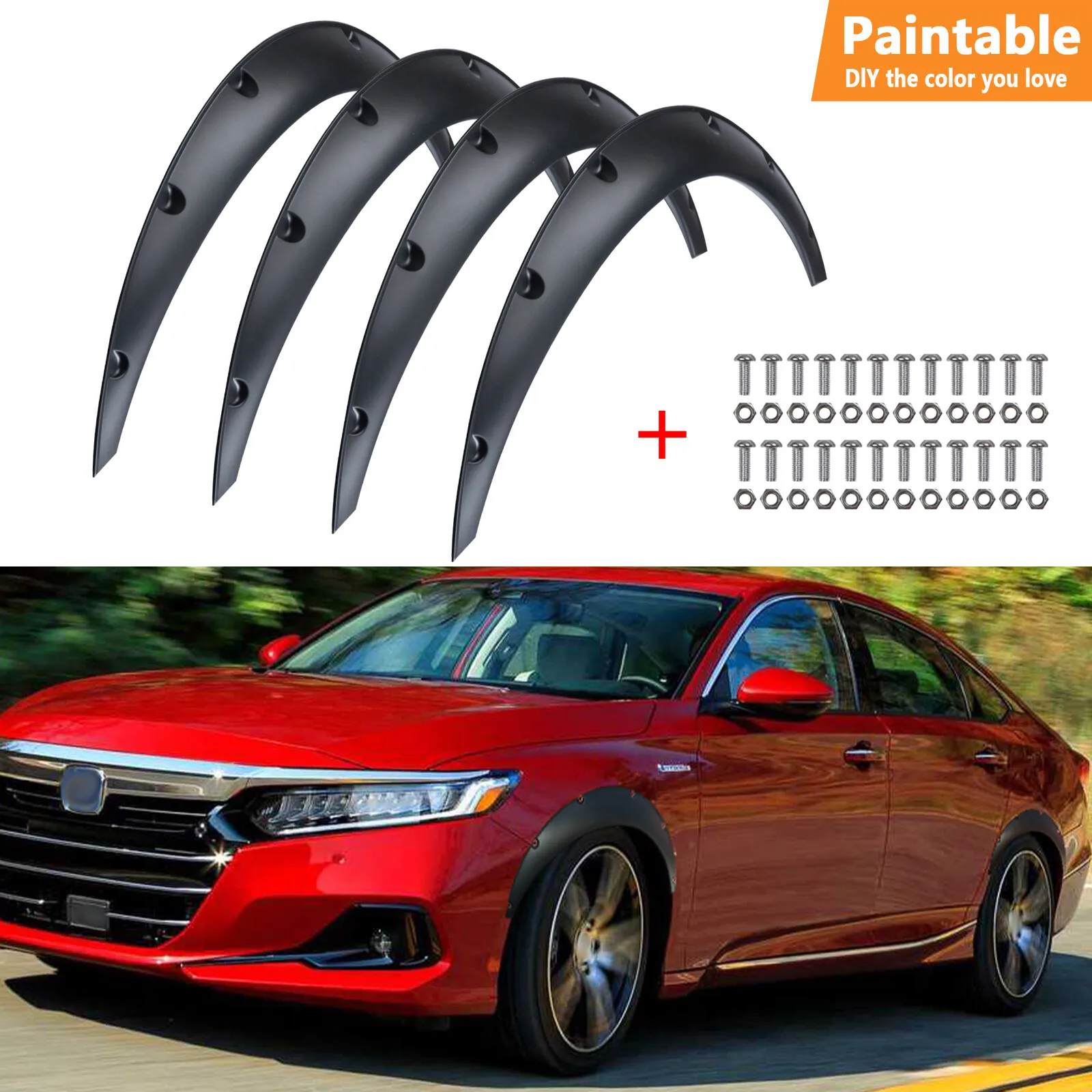 

4x For Honda Accord Car Flexible Fender flares Wide Body kit Wheel Arches.