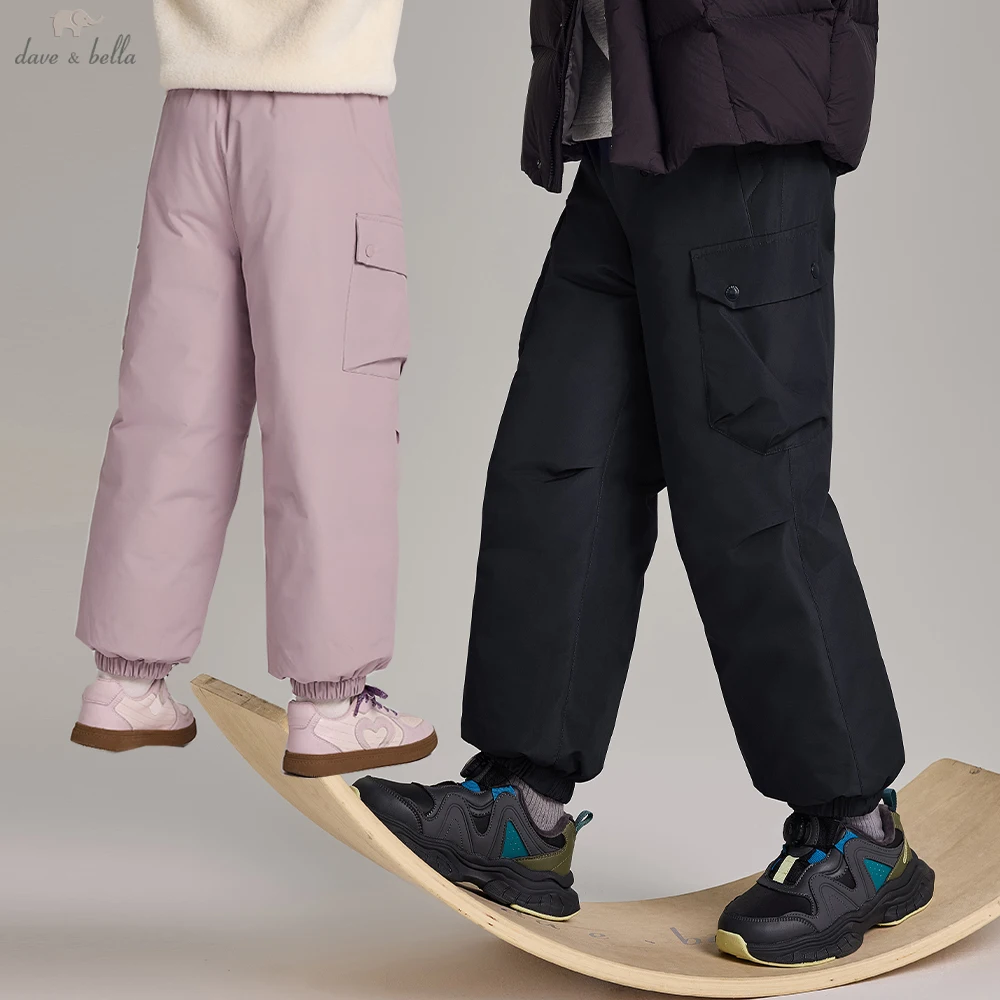 Dave Bella Children White Duck Down Pants Girls Boys Winter Warm Cargo Trousers Elastic Waist Casual 7-15 Years Kids DK4264272