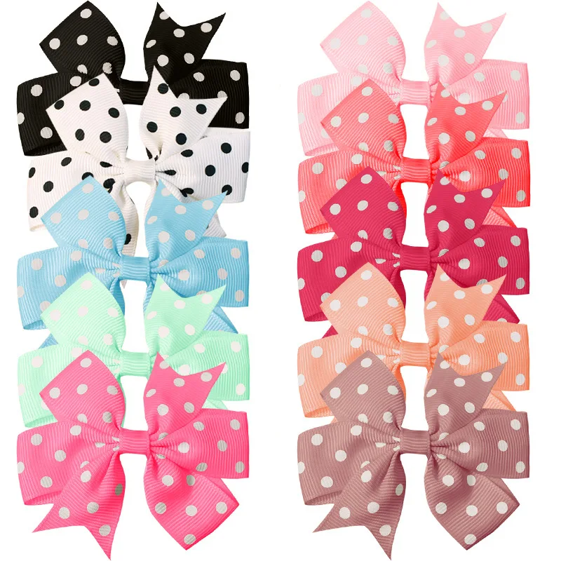 

20Pcs 3.5 Inch Polka Dot Boutique Grosgrain Ribbon Pinwheel Hair Bows Alligator Clips For Girls Toddlers Hair Accessories Teens