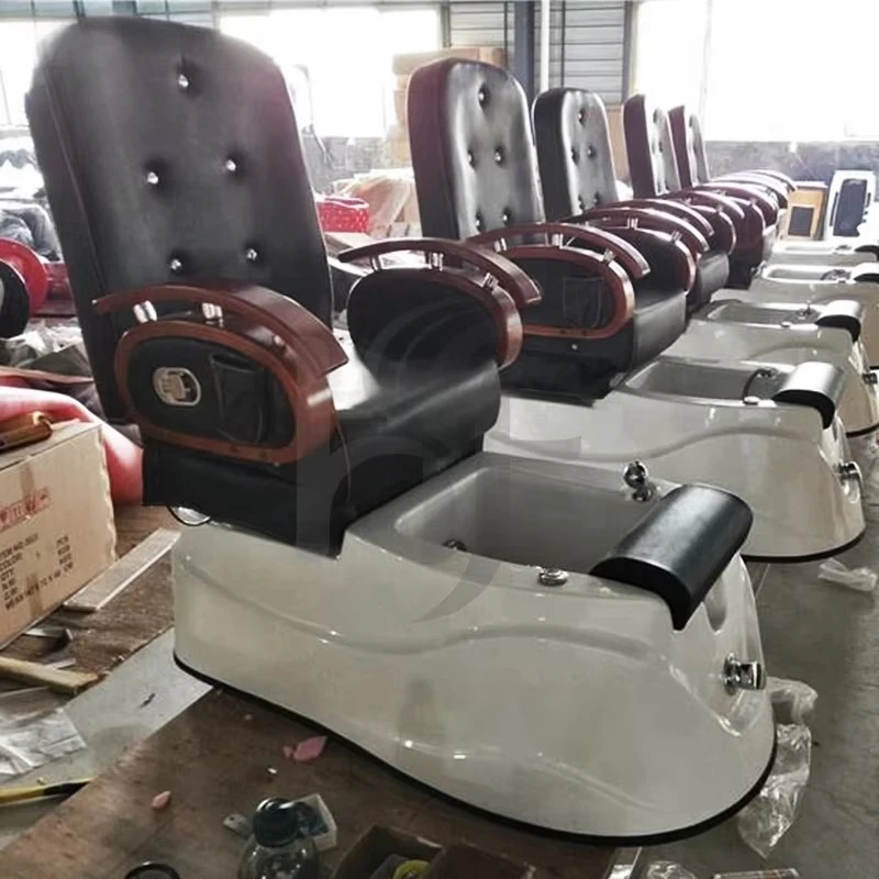 Professional Modern Salon Furniture Electric Massage Cheap Beige Color Pedicure Chair No Plumbing With Bowl