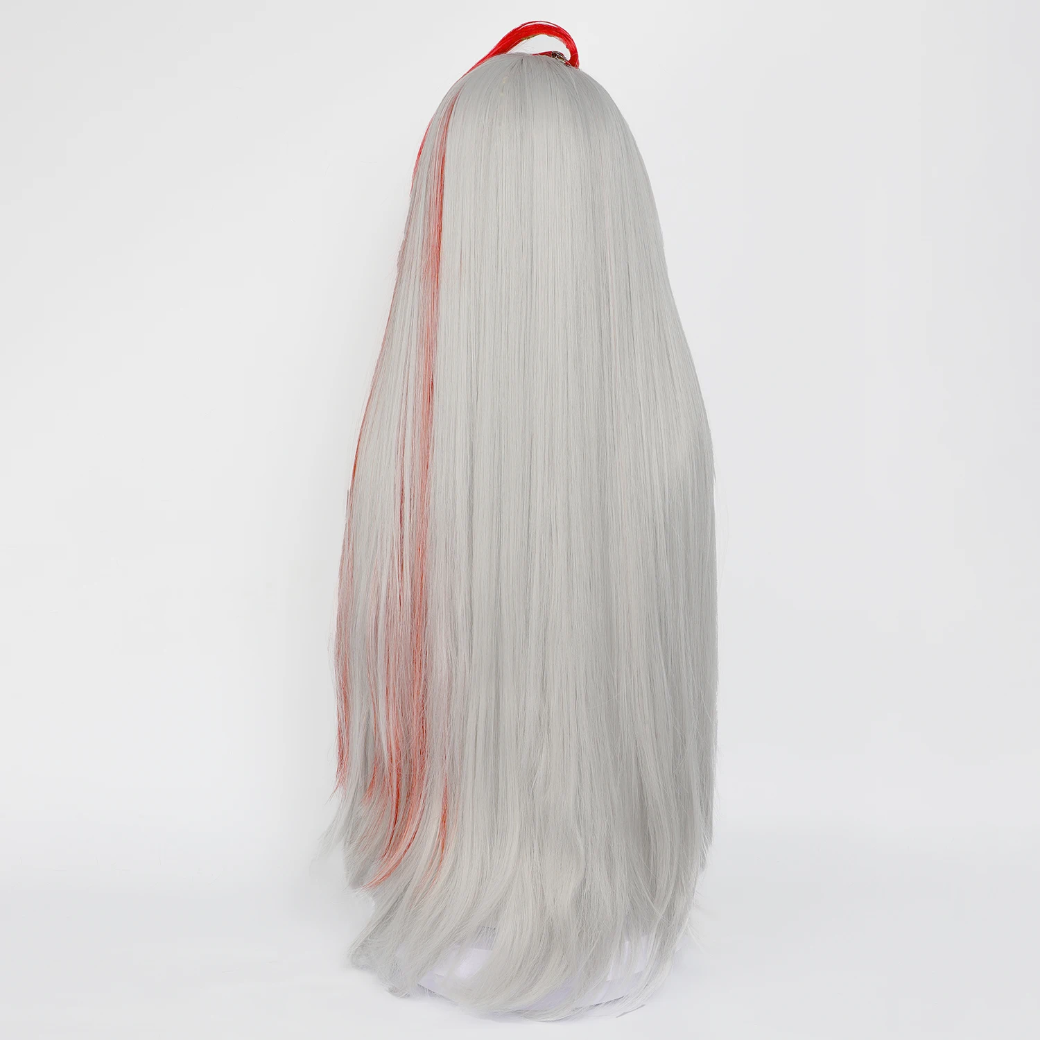 30インチ コスプレウィッグ オナー・オブ・キングス イン・ダーク・フェザー グレーレッドグラデーション 耐熱ロングストレート合成毛 女性用