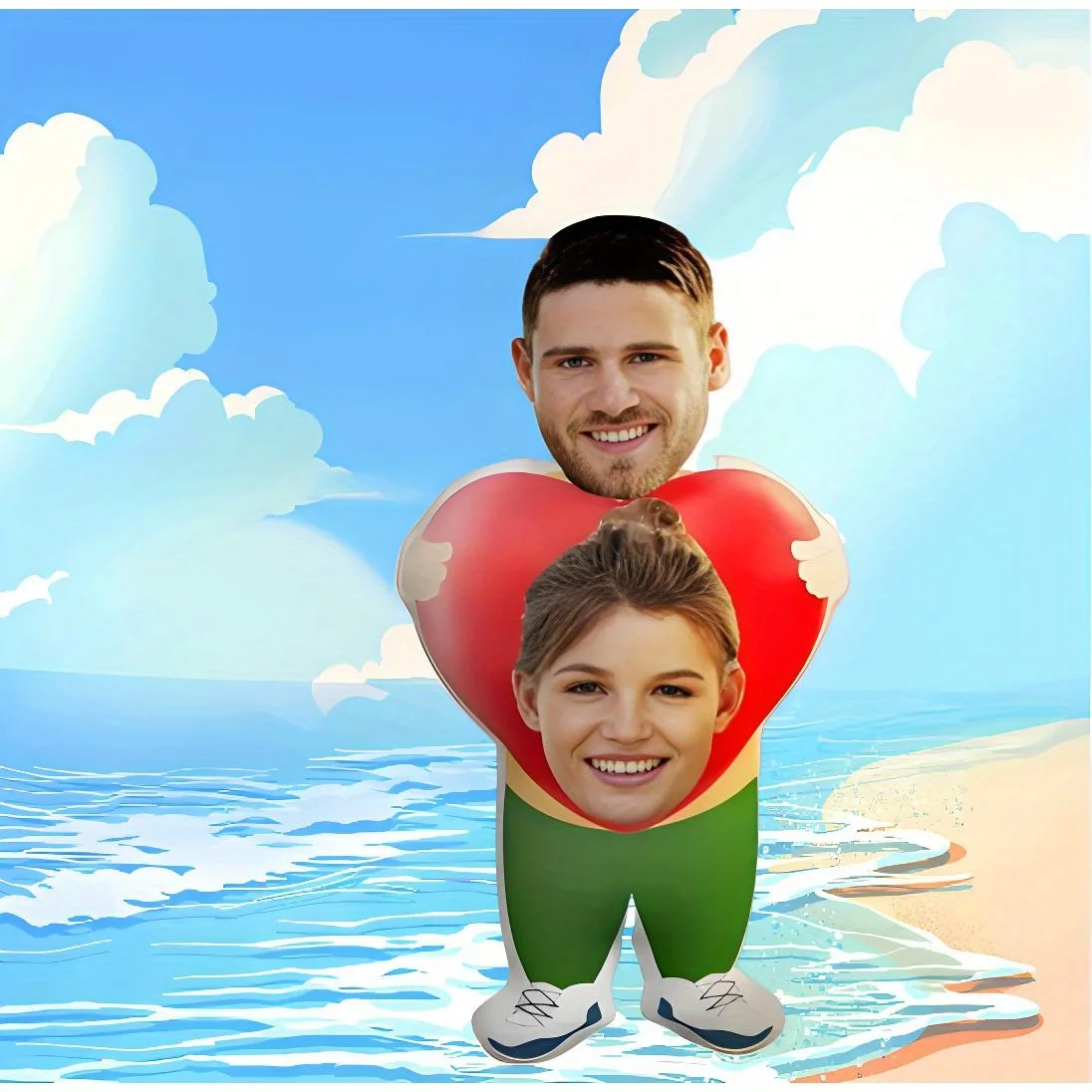 Personalized Irregular Couple Heart Plush Cushion Custom Double Human Face Print Doll Pillow DIY Photo Upload Anniversary Surpri