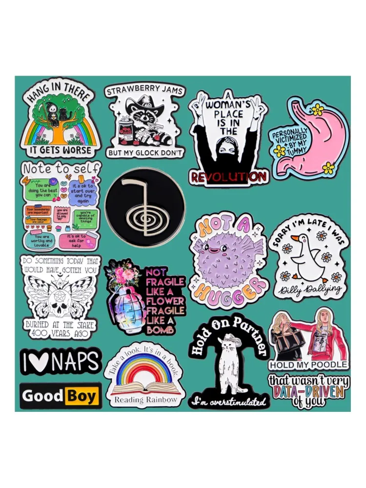 Épingles à revers en émail avec citations d'estomac, fleur, pour sacs à dos, Badges d'oie, broche bon garçon pour vêtements, bijoux cadeaux pour amis