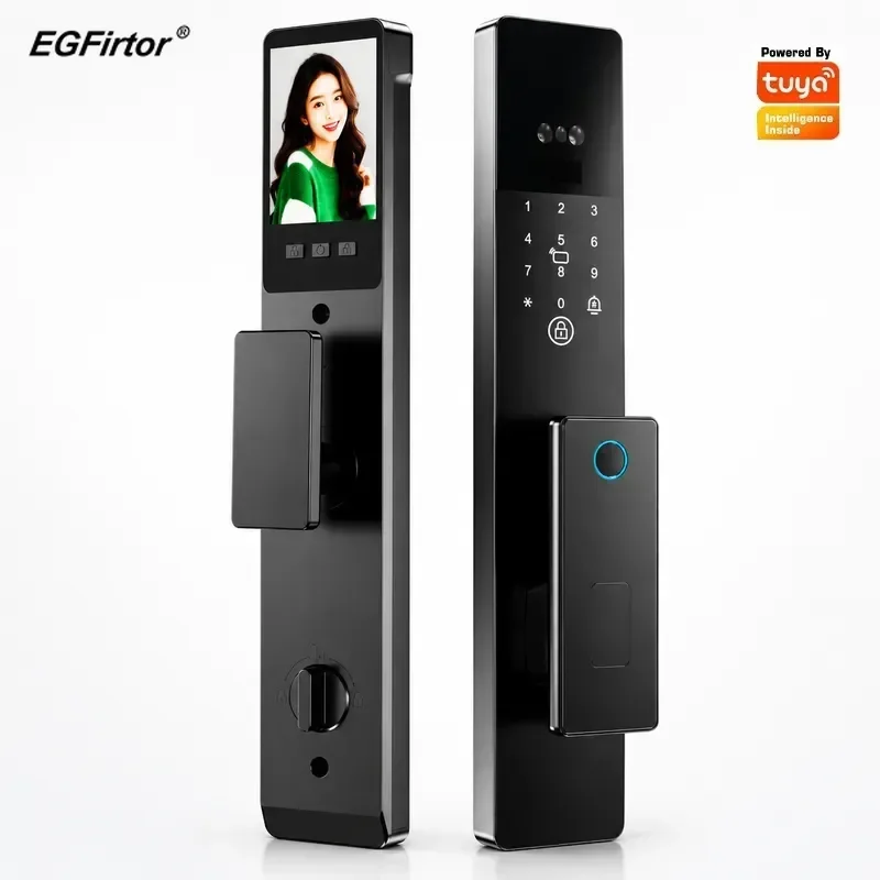 Smart Door Lock with Password Fingerprint Face Recognition Remote Unlock Anti Theft Electronic Lock for Household Entry Security