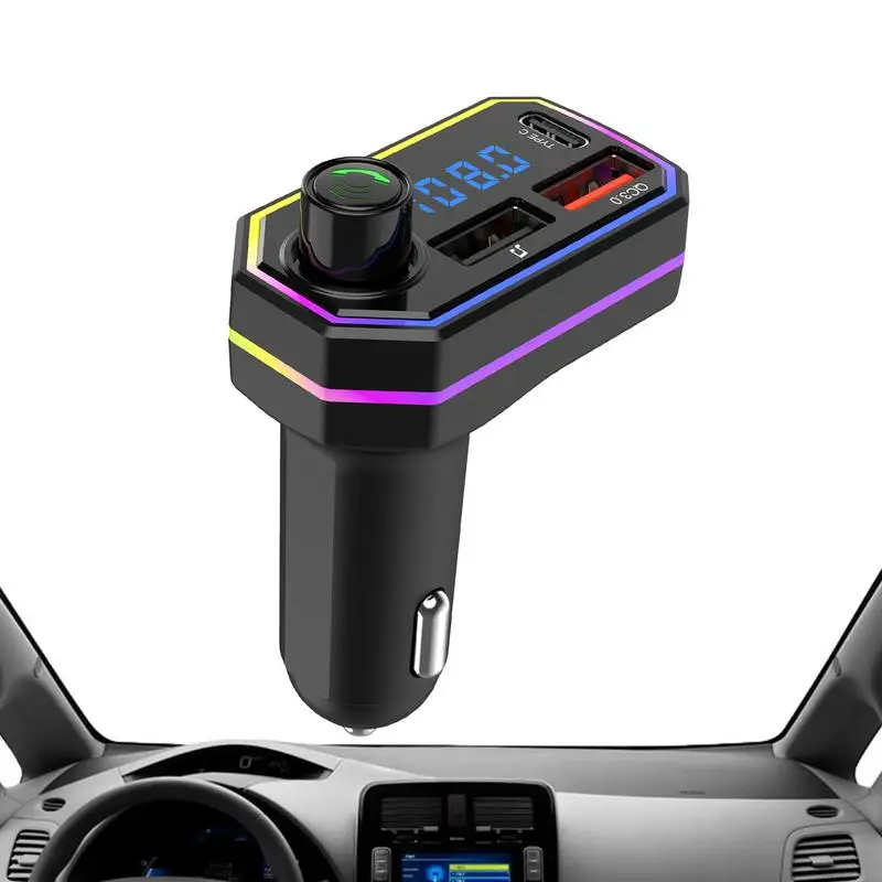 Car Wireless Adapter 5.0 Wireless Radio Transmitter With 2 Charging Ports LED Display Music Player Fm Transmitter Car Kit For