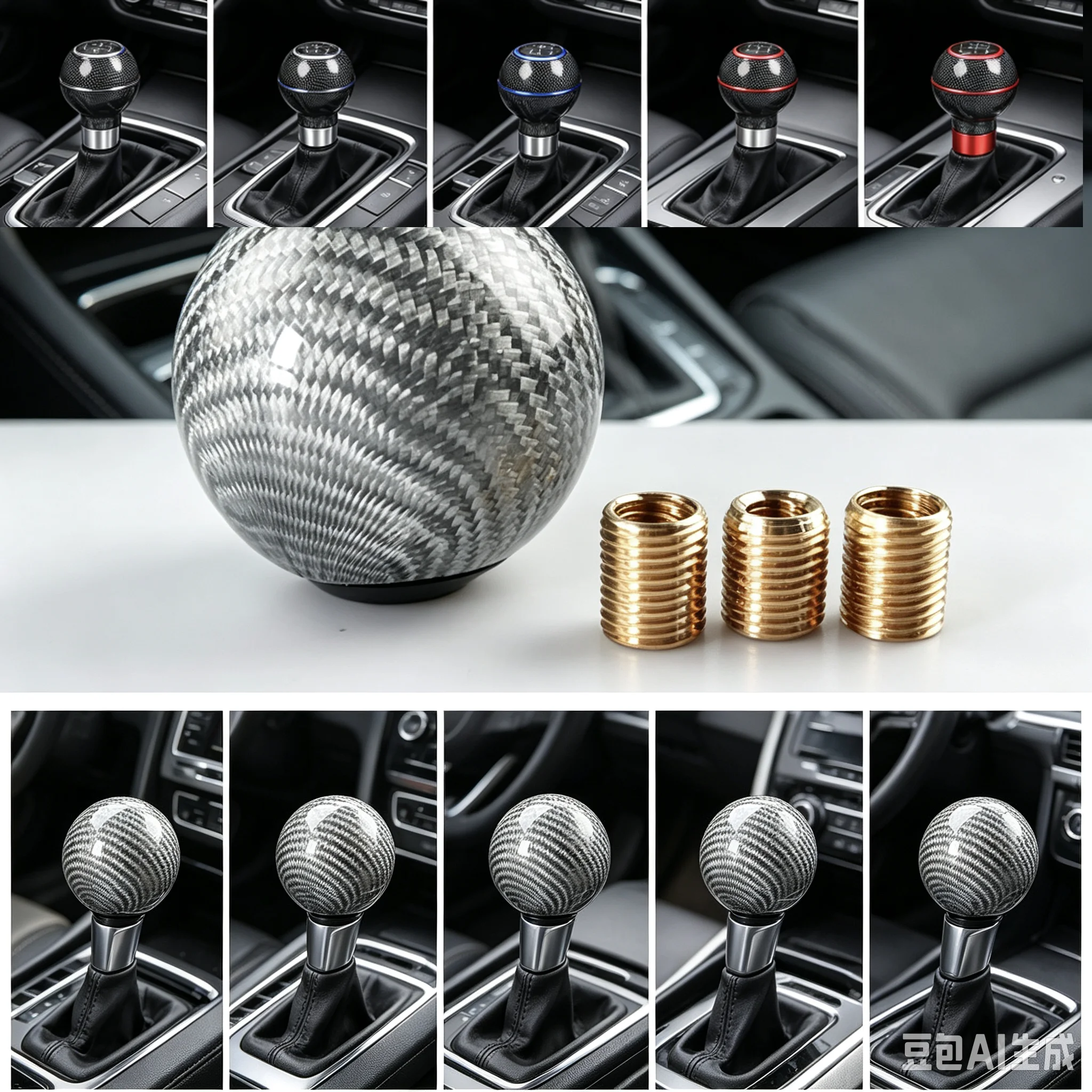 3 Colors Car Carbon Fiber Manual Gear Shift Knob Stick MT AT Gearstick Shifter Lever Circular Shape Fit For Honda Toyota Nissan
