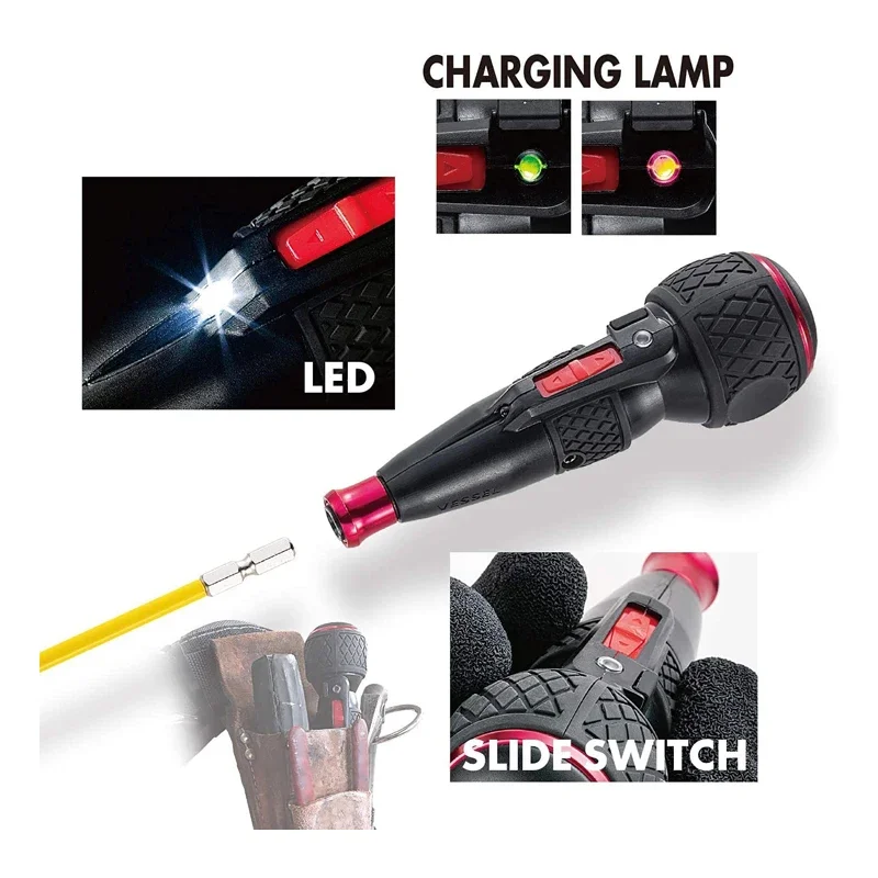 VESSEL Electric Screwdriver Series Ball Grip with Bit High Speed/Torque 220USB-6C 220USB-1C 220USB-S1 220USB-P1