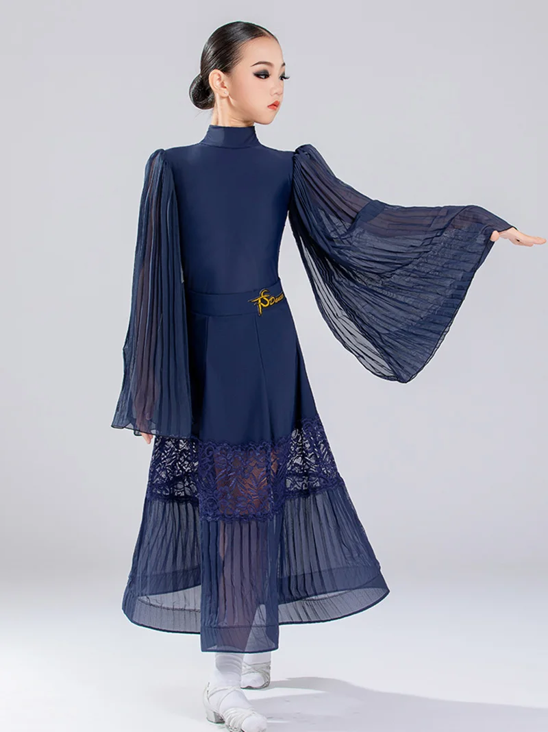 Kinderen Meisjes Moderne Dans Jurk Training Nationale Standaard Competitie Ballroom Prestaties Danskleding Beoordeling Grote Mesh Rok