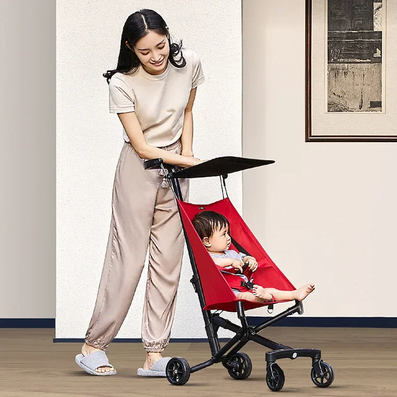 

Folding Light Baby Stroller Can Carry Baby Stroller with Boarding Pocket Stroller with Baby Comfort Sun Awning Pocket Pushchair