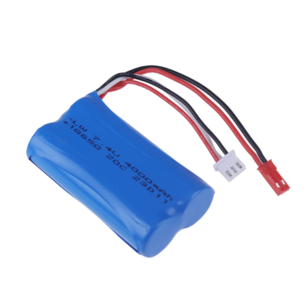 (JST Plug) 7.4V 4000mAh 18650 Li-ion Battery For Remote Control Helicopter Off-road Racing Car Boat Electric Toys Backup Battery