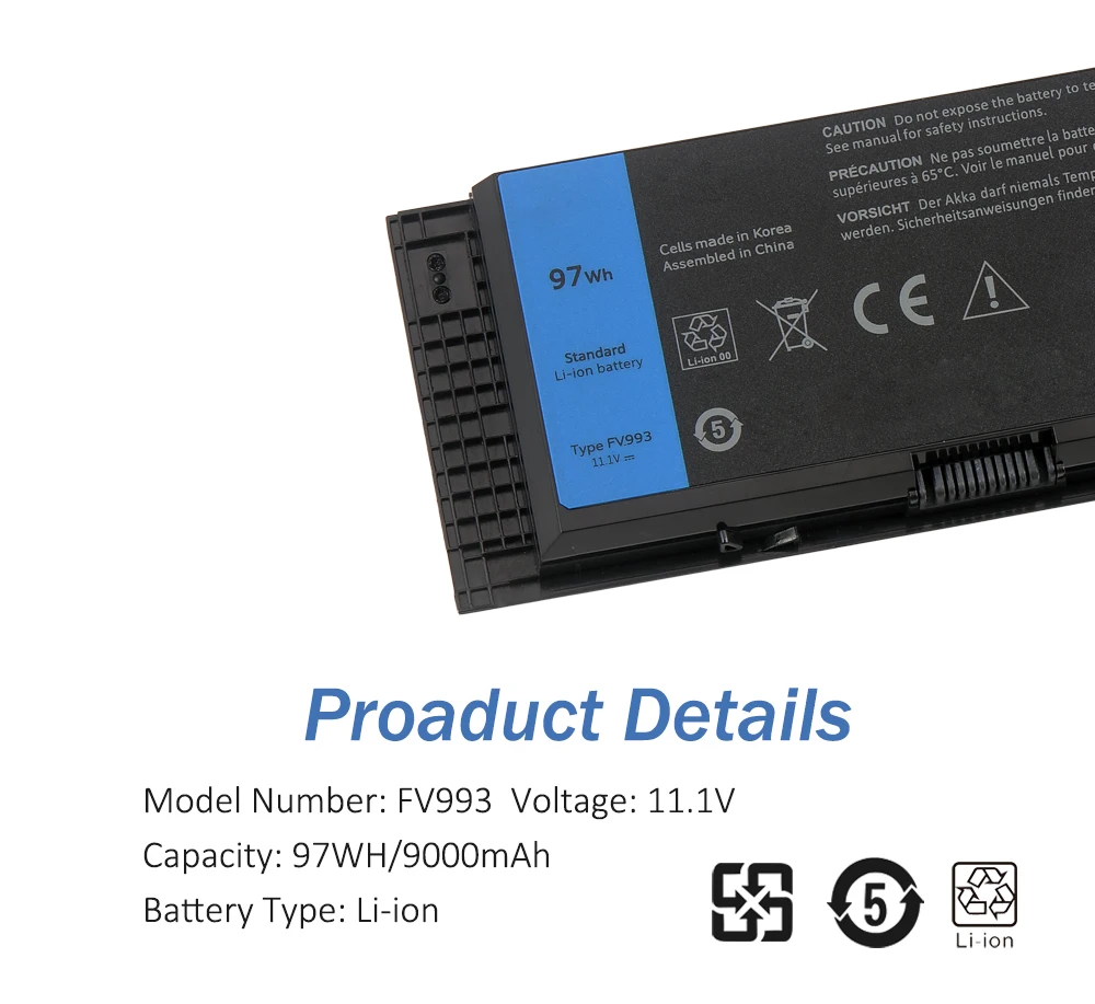 ETESBAY 9/6 셀 FV993 PG6RC DELL Precision M6600 M6700 M6800 M4800 M4600 M4700 FJJ4W R7PND OTN1K5 11.1V 97WH