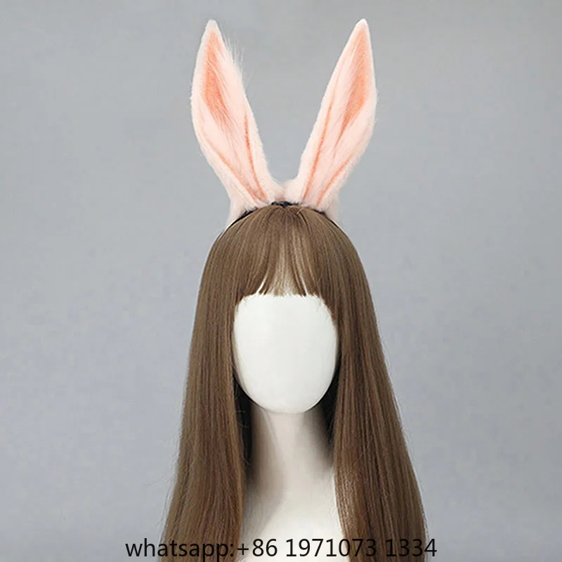 Cute Girls Plush Rabbit Ears Headband Women Comic-Con Cosplay Props Animal Ears Headwear Simulation Bunny Ears Hairband