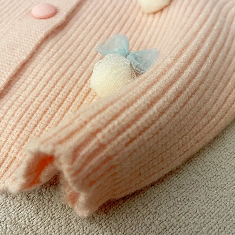 Girls Knitted Vest Spring and Autumn New Korean Fashion Solid Color Cute Bow Knitted Vest Kids Clothes Girls