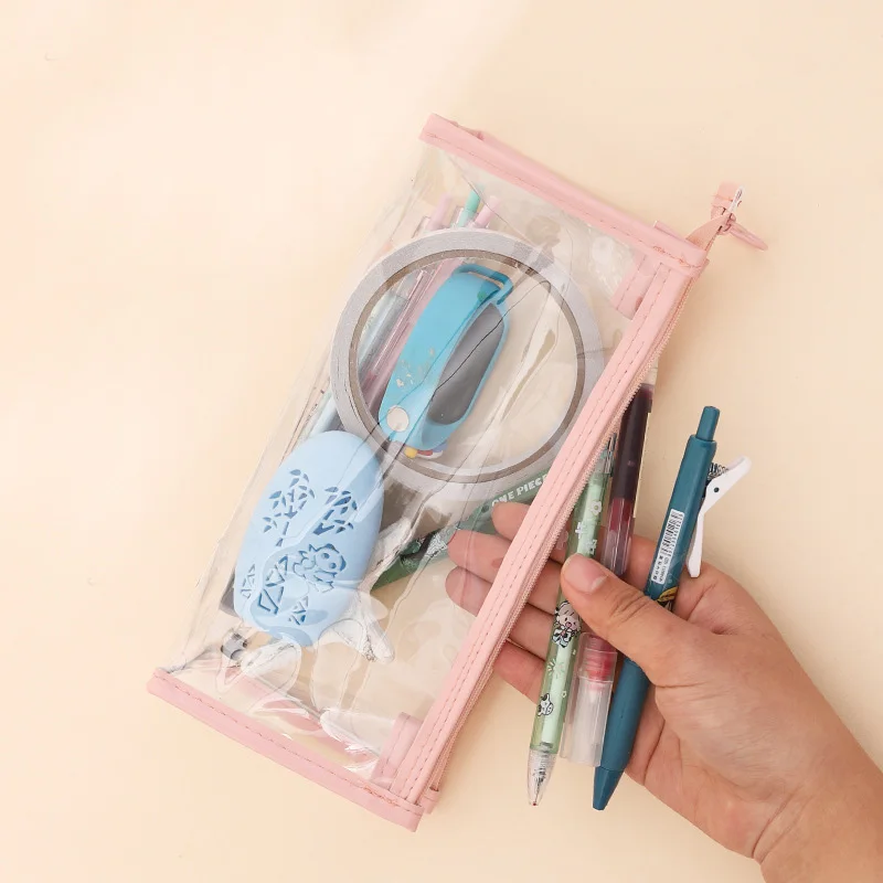 Transparent Pencil Case Candy Color Pencil Bag For Kids Girls Gift Office School Supplies Kawaii Stationery Nylon Pencilcase