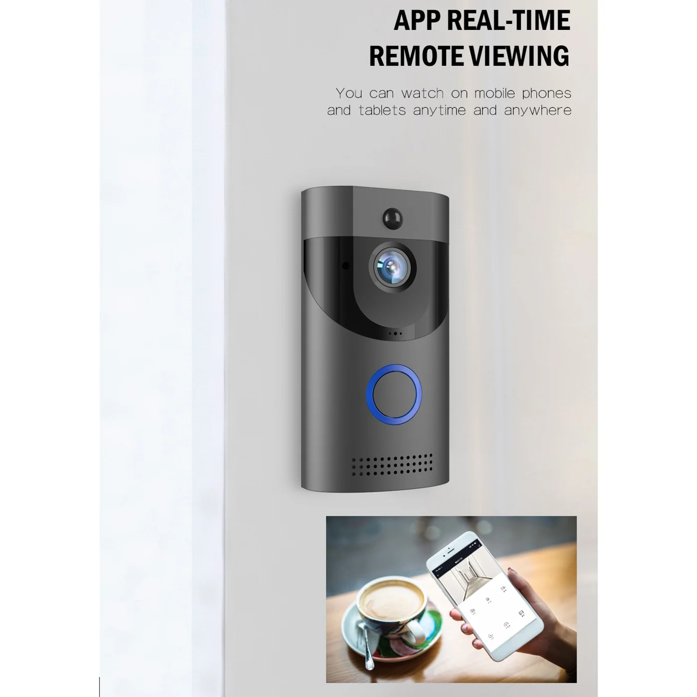 كاميرا جرس باب فيديو لاسلكية HFES 1080P، جرس باب للمراقبة عن بعد PIR كشف الحركة، رؤية ليلية IP65 مقاومة لتسرب الماء