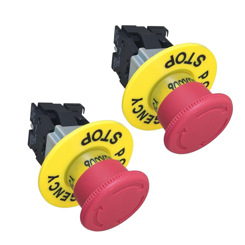 2pcs IP65 Waterproof Push Button Switch with Self Locking Mechanism 1NO 1NC for Stop Circuits and Machinery Operation