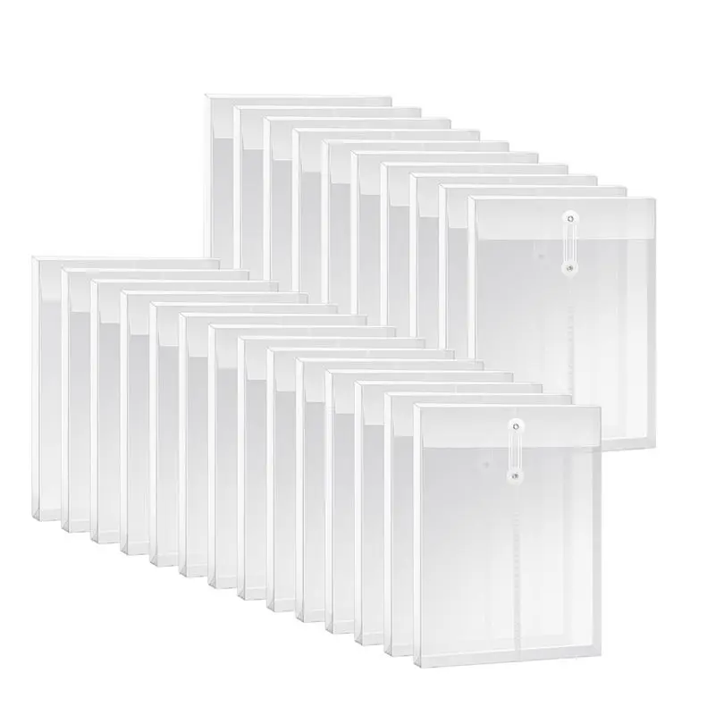 

A4 Size Clear Plastic Envelopes Kit With String Closure, Expandable Files Document Folder, File Bag Kit For Office 24Pcs