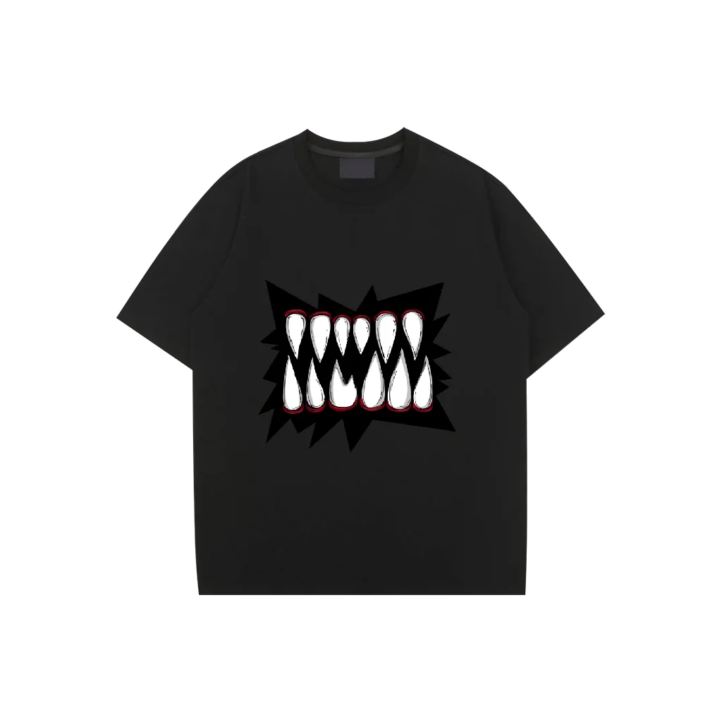 

Plus Size T-Shirt Oversized Loose Vintage Hip Hop Big Mousth Tooth Rap Style Tshirt Short Sleeve T Shirt Streetwear