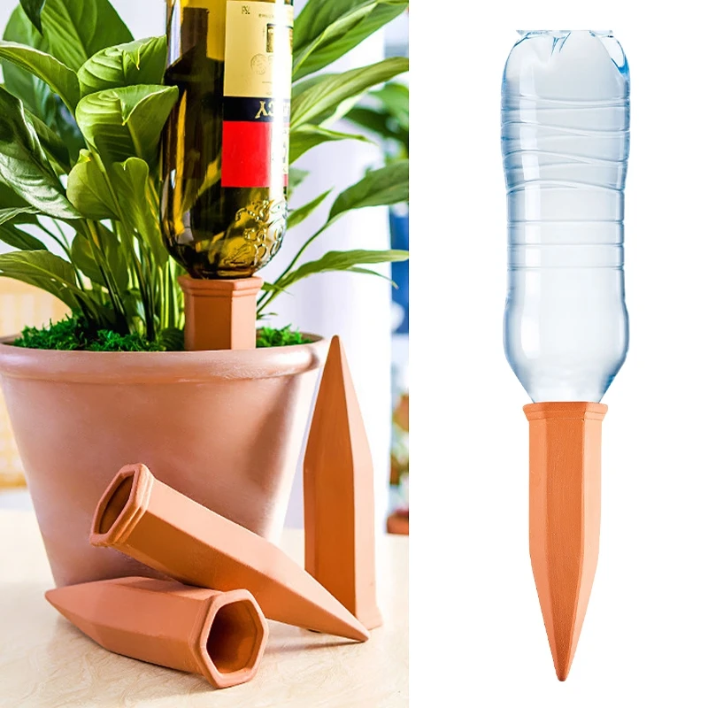 4 Pcs  Auto Drip Irrigation System Potted Water Seepage Device Self Watering Tool Terracotta Can Spikes Garden Plant