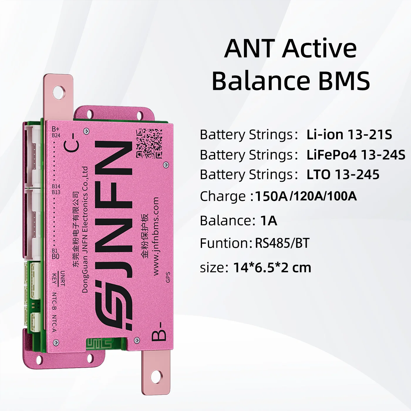 

JNFN NEW ANT Smart BMS 1A Active Balance 13S-24S Lifepo4 LTO Li-ion 18650 battery 100A/120A/150A 48V 60V 72V 20S 16S RS485/BT