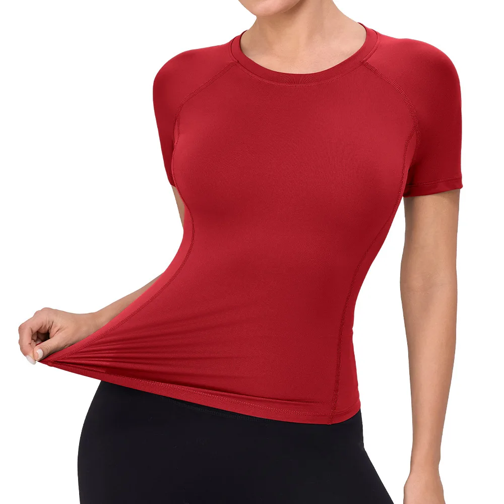 High Stretch Women's Yoga T-Shirt Short Sleeve, Slim Fit Workout Top Quick Dry Breathable for Gym, Running, Fitness, Pilates