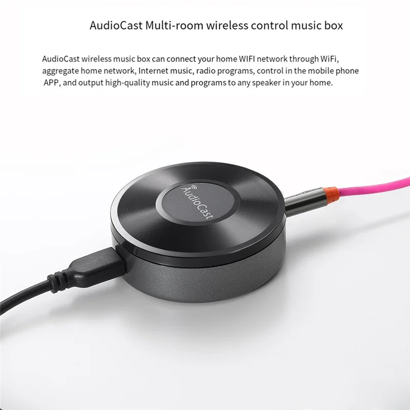

AT82-Wireless Wifi Music Audio Streamer Receiver Audiocast Ieast Play M5 DLNA For Airplay Audio Adapter Multi Room Streams, Dura