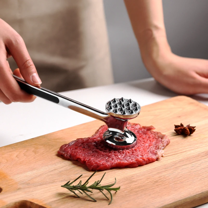 

Heavy-duty Stainless Steel Meat Tenderizer Hammer, Featuring A Multifunctional Design - Made of Zinc Alloy.