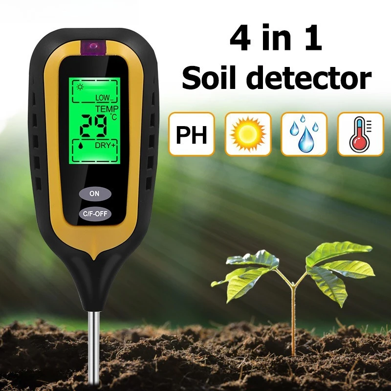 

4in1 Soil Detector PH Humidity Illumination Temperature Moisture Pen Horticultural Flower Detection Garden Soli Analyzer Tool