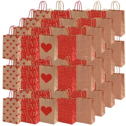 5/10pcs Valentine's Day Kraft Paper Bag Party Small Gift Packaging Bag 15x8x21cm LOVE Heart Style Gift Bag Party Favor Supplies