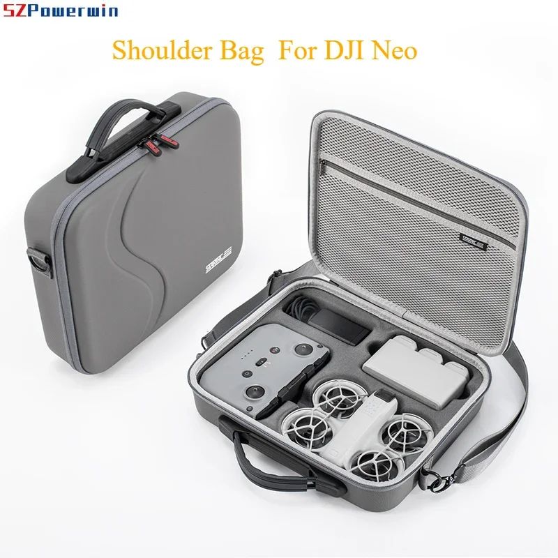 Powerwin PU Storage Bag Portable Shoulder Bag Large Capacity Handheld For DJI Neo RC-N3 Organiser Shock Absorbing Preferred Bag