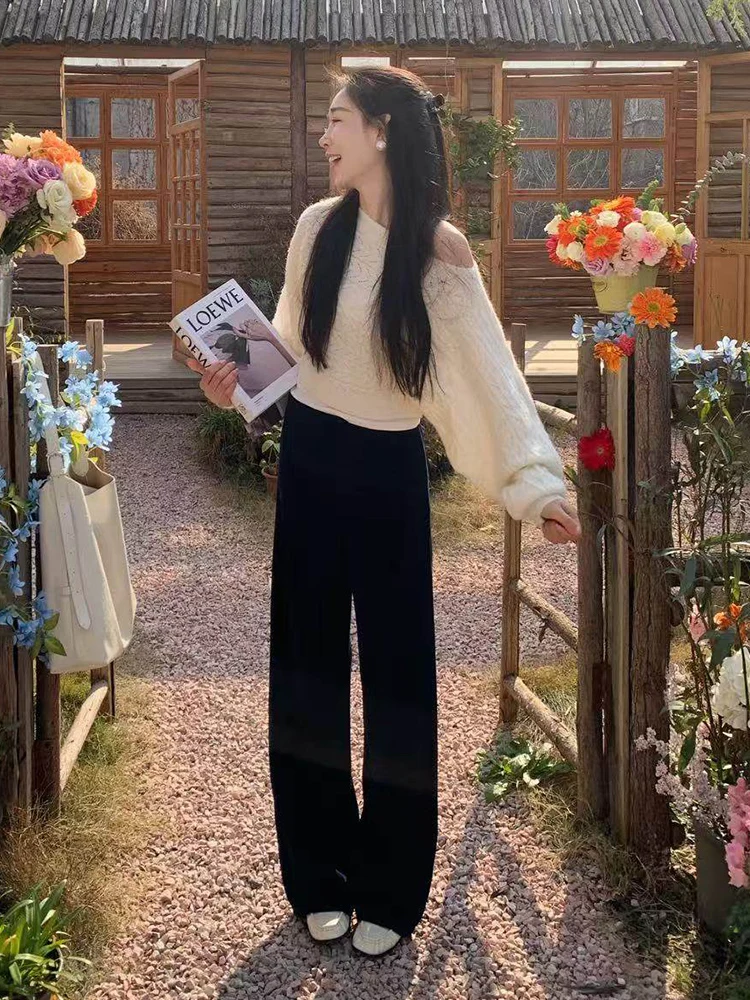 

OUDOEE Women's Knitted ort oulder Top Casual Loose Fit Polyester Fiber Long Sve Breathable Innerwear Outerwear