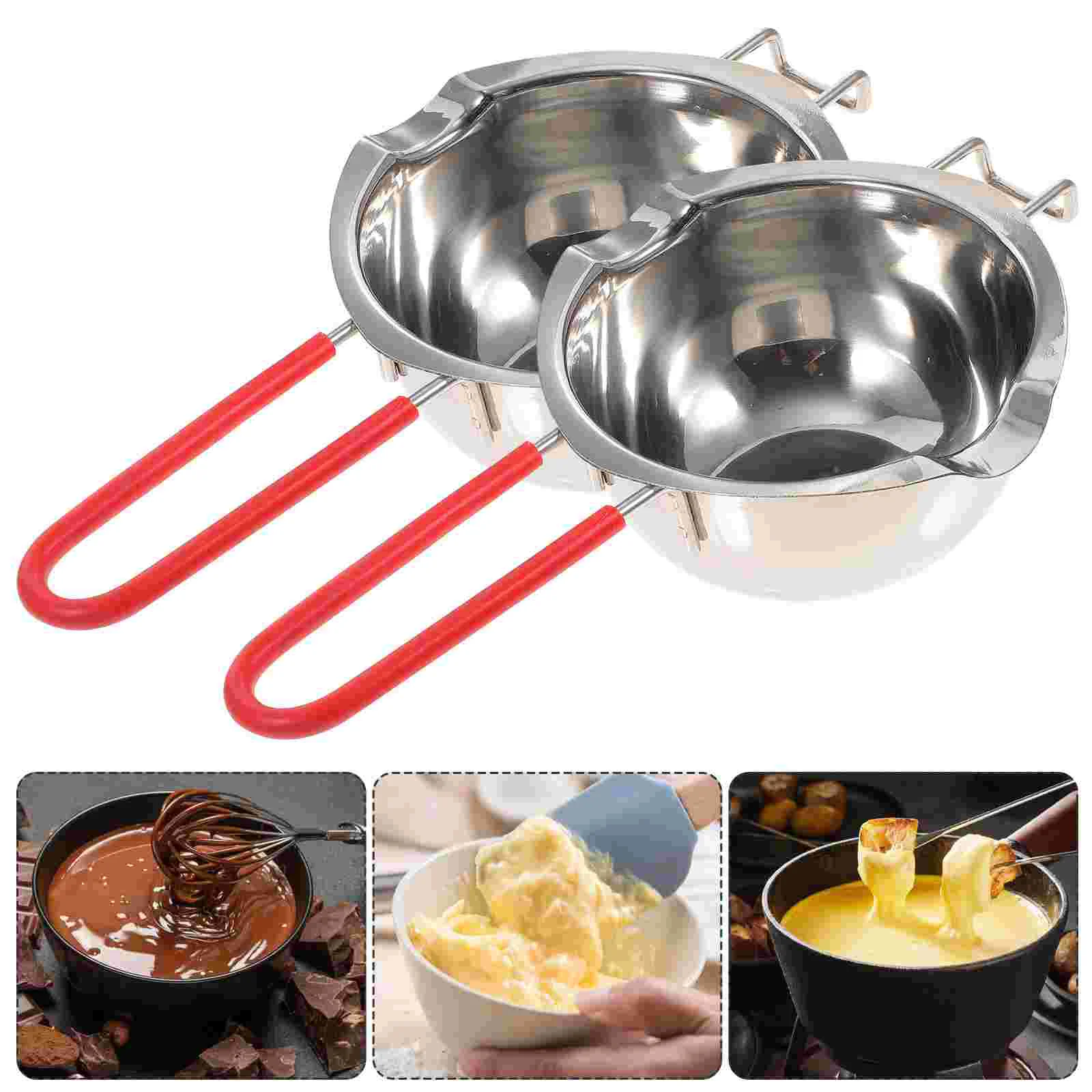 

2 Pcs Heating Pot Melting Butter Double Boiler Saucepan Stainless Steel Bowl