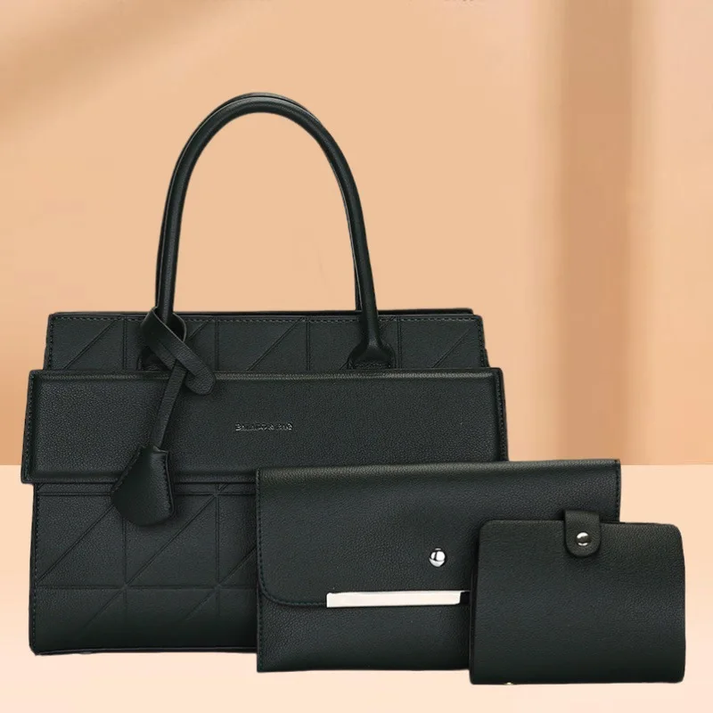 

Женская сумка, новинка 2025 года, городская простая однотонная сумка из трех предметов, сумка через плечо с тиснением, оптовая продажа